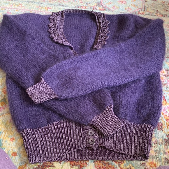Cashmere purple Vintage style cardigan - Picture 2 of 2